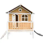 Axi Spielhaus Stef mit grauer Rutsche | Stelzenhaus in Braun & Weiß aus Holz für Kinder | Spielturm für den Garten