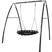 Axi Metall-Nestschaukel in Anthrazit/Creme – Freistehendes Schaukelset mit Rahmen und Nestschaukel Ø 120 cm – Schaukelset für Kinder