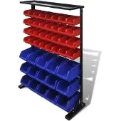 vidaXL Werkstattboxen mit Ständer Blau & Rot