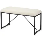 TECHSALES Bench White Metal Cloth 81 x 42 x 38 cm
