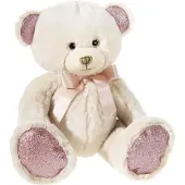 Heunec Bär PEARLIE 'Taupie' mit Rosé-Schleife mittel Größe 23 cm