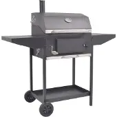 vidaXL Holzkohlegrill Smoker mit Ablage Schwarz