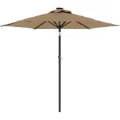 vidaXL Sonnenschirm mit LED und Stahlmast Taupe 225x225x212 cm