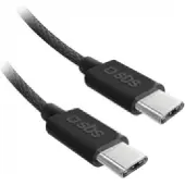 SBS USB-C - USB-C-Textilkabel mit Kabelhalter, 1,5 Meter