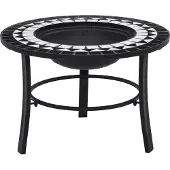 vidaXL Feuerstelle Mosaik Keramik Schwarz und Weiß 68 cm