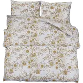 vidaXL Bettwäsche-Set Weiß und Braun 225x220 cm Baumwolle