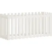 vidaXL Hochbeet Lattenzaun-Design Weiß 150x50x70 cm Massivholz Kiefer