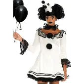 Leg avenue Pierrot Rüschenkleid - Clown Kostüm für Fasching Halloween