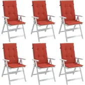 vidaXL Hochlehner-Auflagen 6 Stk. Melange Rot 120x50x4 cm Stoff