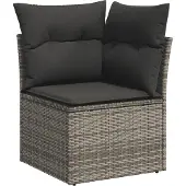 vidaXL 7-tlg. Garten-Sofagarnitur mit Kissen Grau Poly Rattan