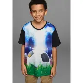 Kidsworld T-Shirt "Mit coolem FUSSBALL-Print" Kurzarm, Basic-Passform, mit trendigem Druck, Rundhalsausschnitt