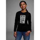 Kidsworld Langarmshirt "Ich muss gar nix" Langarm, Basic-Passform, bedruckt, Rundhalsausschnitt