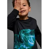 Kidsworld Langarmshirt "GREEN DINO" langärmlig, mit trendigem Druck, Rundhalsausschnitt, aus Baumwolle