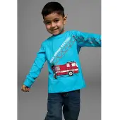 Kidsworld Langarmshirt "HIER KOMMT RETTUNG" Langarm, Basic-Passform, peppiger Druck