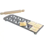 Eppicotispai Ravioli-Form rund mit Rollstab - 12 Stück -
