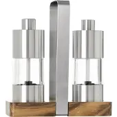 AdHoc Pfeffer- und Salzmühlen Menage Classic, CeraCut Ceramic Mahlwerk, Edelstahl/Akazienholz/Acryl, L: 16 cm, B: 6 cm, H: 16 cm