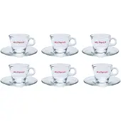 La Pavoni 6 Glas-Espresso- Tassen mit Untertassen