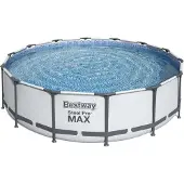 Bestway Steel Pro MAX Frame Pool Komplett-Set mit Filterpumpe Ø 427 x 107 cm, lichtgrau, rund