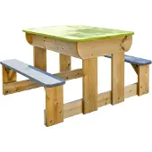 Wendi Toys , Kinderspieltisch für Sand- und Wasserspiele mit 2 Bänken, inkl. Wannen, 2 Bänke angebaut
