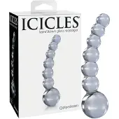 Icicles No. 66 - Gebogener, kugeliger Glasdildo (transparent)