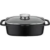 GSW Universalbräter Gourmet GRANIT 33x21cm, Aluminium, Glas, Universalbräter mit Aroma-Glasdeckel ø ca. 33 x 21 x H 11,5cm