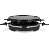 H.Koenig Raclette & Grill für 6 Personen Luga60 Wëasy, abnehmbare Grillplatte, leicht zu reinigen, 6 Pfannen mit Antihaftbeschichtung, spülmaschinenfest, schwarz, 900 W