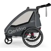 Qeridoo QUPA 2 - Kinderfahrradanhänger für 2 Kinder, Farbe: Grey