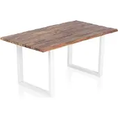SalesFever Esstisch 120 x 80 cm | Tischplatte Akazie 35 mm | U-Gestell Metall | B 120 x T 80 x H 75 cm | naturfarben – weiß