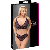Cottelli Plus Size - Transparentes BH-Set mit Muster (Lila)