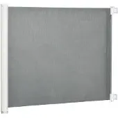 PawHut Hunde Türschutzgitter ausziehbar und Einrollbar PVC Grau 115L x 82,5H cm