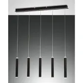 FABAS LUCE Prado 5-flammige Pendelleuchte - 33W dimmbare LED - Mattschwarzes lineares Design