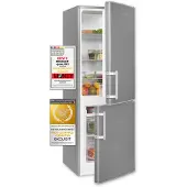 Exquisit Kühl-Gefrierkombination KGC233-60-HE-040D inoxlook | 173 l Nutzinhalt | Edelstahloptik