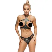 Zado - Leder-Set mit Strap-On Unterwäsche (schwarz)
