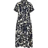 Apricot Midikleid Damen Viskose blau bedruckt, 38 795176-0001-00380