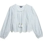Superdry für Damen. W6012100A Broderie-Bluse blau (XS), Lässig, Baumwolle, Langarm