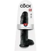 King Cock 11 - großer, haftender Dildo mit Hoden (28cm) - schwarz