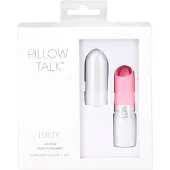 Pillow Talk Lusty - wiederaufladbarer Stabvibrator mit Zunge (weiß-pink)