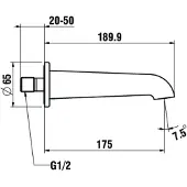 Laufen PURE Wanneneinlauf, Festauslauf, Ausladung 175 mm, HF901771423000, Farbe: Edelstahl gebürstet