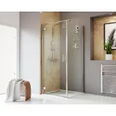 Schulte Duschtür mit Seitenwand mit Drehtür TouraPlus ExpressPlus 80 x 80 x 200 cm Profil chrom Klarglas schmutzabweisen
