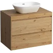 Laufen LANI Waschtischplatte wildeiche inklusive Unterschrank, 1 Ausschnitt mittig, 785x495x580mm, H4065511122671, Farbe: Wildeiche