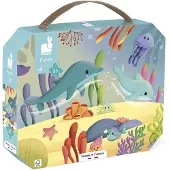 Janod Puzzle Meerestiere - Panorama-Kartonpuzzle 36 Teile Kinder