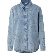 ONLY Jeansbluse "ONLVERA L/S FLOWER EMB SHIRT DNM YOR"
