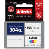 ActiveJet AH-304CRX Tintenpatrone (Ersatz für HP 304XL N9K07AE; Prämie; 18ml; farbe), Hohe (XL-) Ausbeute, Cyan, Magenta, Gelb, Tinte auf Farbstoffbasis, 18 ml, 1 Stück(e), Einzelpackung