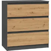 Top E Shop Topeshop M3 ANTRACYT/ARTISAN, Anthrazit, Eiche, 3 Schublade(n), Partikelbord, Modern, Partikelbord, Matt