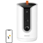Arenti PETCAM1T Indoor WiFi Haustierkamera & Futterspender, IP-Sicherheitskamera, Drinnen, Kabellos, Amazon Alexa & Google Assistant, Tisch/Bank, Weiß