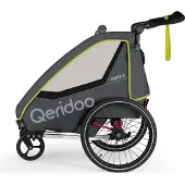 Qeridoo QUPA 2 - Kinderfahrradanhänger für 2 Kinder, Farbe: Lime