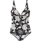 s.Oliver Badeanzug "Lady", Damen, Gr. 38, Cup B, schwarz (schwarz, cream), Recycling-Polyamid, bedruckt, geblümt, Badeanzüge Badeanzug, mit floralem Design