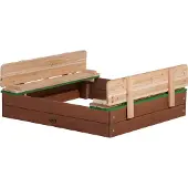 Axi Sandkasten Ella aus Holz mit Deckel | Sand Kasten mit Sitzbank & Abdeckung für Kinder in Braun & Grün | 100 x 95 cm