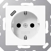 JUNG SCHUKO-Steckdose, 16 A, 250 V, mit USB-Ladegerät, 1x Typ C, Safety Plus, Serie, 1 Stk.