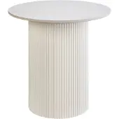 Beliani Beistelltisch Hellbeige Gesinterte Steinplatte Metallfuß ø 50 cm Natürlicher Look Modernes Design Wohnzimmer